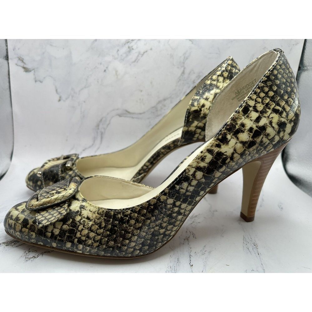 Anne Klein Women's 7.5M Shoe Snake Skin‎ Leather Stiletto Pump Heel Akbridget